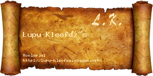 Lupu Kleofás névjegykártya